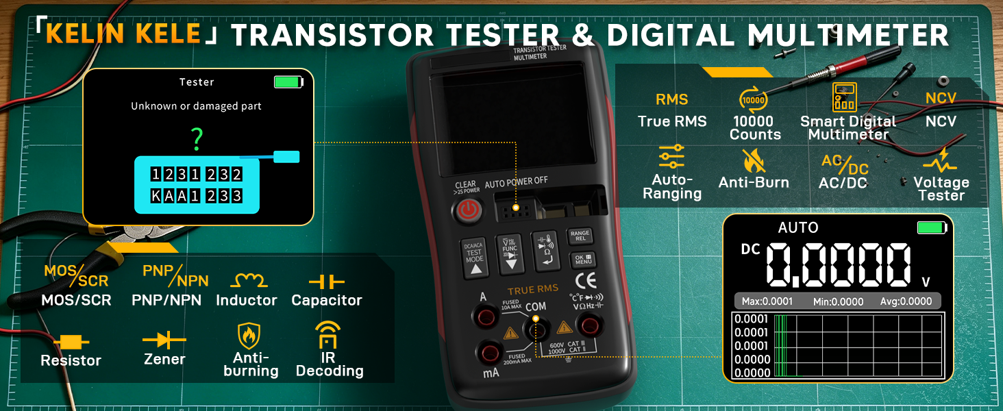 Multimeter With Transistor Tester