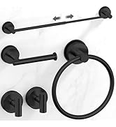 Matte Black Suction Cup Bathroom Accessories Set,Towel Racks for Bathroom,5 Piece Bathroom Hardwa...
