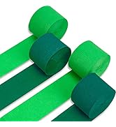 PartyWoo Crepe Paper Streamers 4 Rolls 328ft, Pack of Shades of Green Crepe Paper for Party Decor...