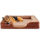 KMFurnila Orthopedic Dog Bed, Large-Sized Memory Foam Pet Sofa Bed with Bolster Sides, Features W...