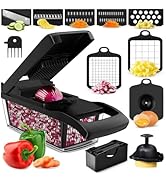PrepNaturals 8 in 1 Vegetable Chopper With Container, Mandoline Slicer For Kitchen, Cucumber Slic...