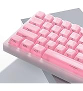 Womier Keycaps Jelly Pink - Ceramic Keycaps Style, Clear Keyboard Key Cap, Transparent Side Print...