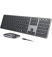 Wireless Bluetooth Keyboard and Mouse Combo (USB + Dual BT), seenda Multi-Device Rechargeable Sli...