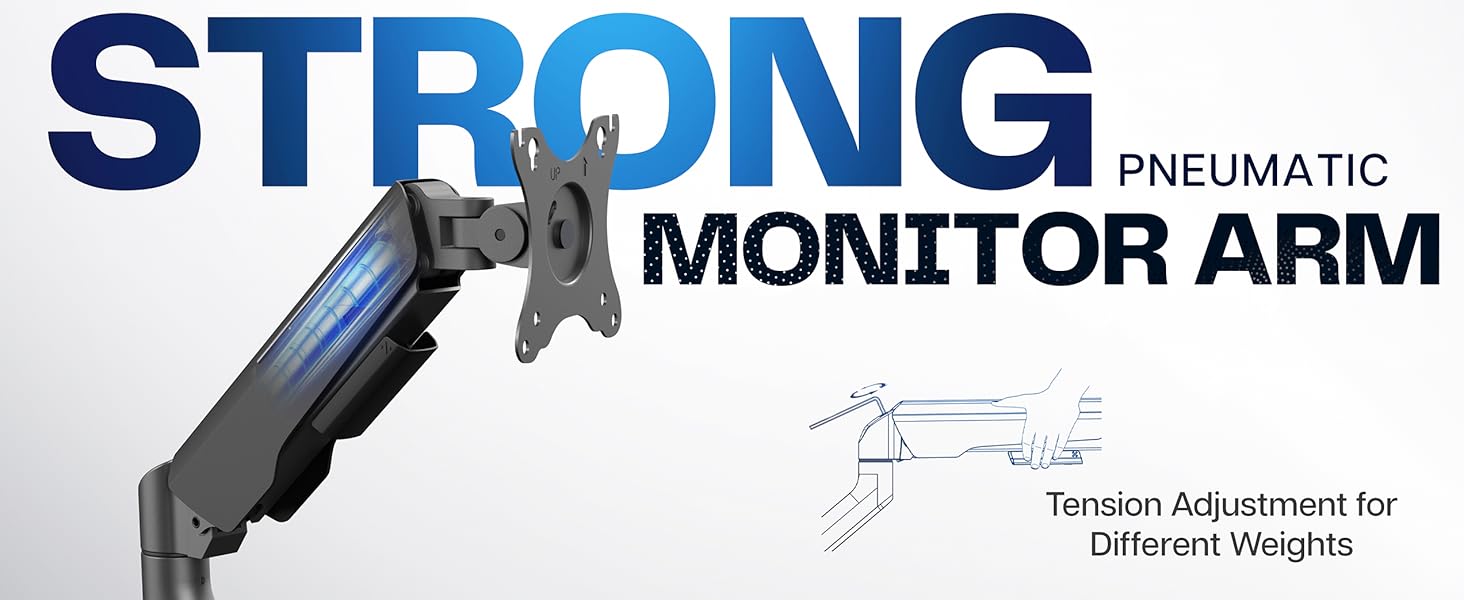 Pneumatic Arm Single Ultrawide Monitor Desk Mount