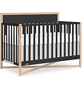 Dream On Me Owen 5-in-1 Convertible Full-Size Baby Crib in Matte Black, GreenGuard Gold &amp; BSA, Co...