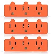 ELEGRP Triple Outlet Extender, Heavy Duty 3-Prong Grounded Wall Tab, 3-Outlet Extender Adapter Pl...