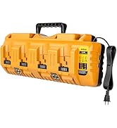 DCB104 4-Port Fast Charger for Dewalt 12V/20V Max Battery, Rapid Multi-Battery Charging Station w...