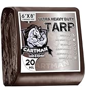 CARTMAN Finished Size 6x8 Feet Extra Thick 20 Mil Brown Ultra Heavy Duty Poly Tarp, Multipurpose ...