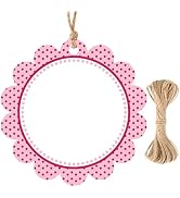 G2PLUS 50PCS Pink Scalloped Gift Tags, 2.5in Round Scalloped Gift Tags with String, Large Blank P...