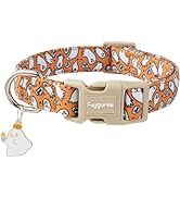 Faygarsle Halloween Ghost Pattern Dog Collar with Charm, Orange and White,for Small Medium Large ...