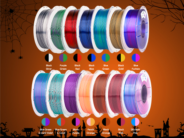 Silk PLA 3D Printer Filament, Multicolor 1.75mm PLA