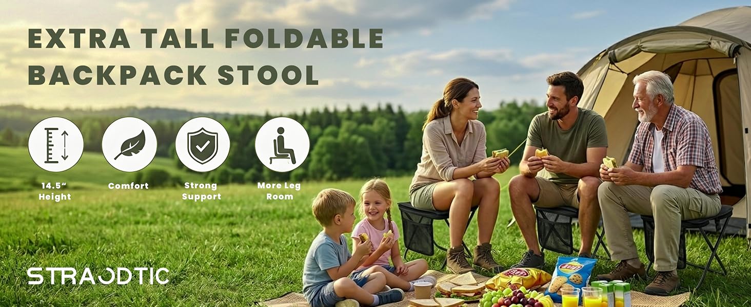 Extra Tall Portable Folding Stool for Adults