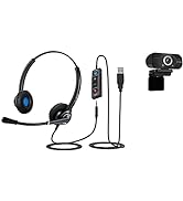 TruVoice VoicePro 40 USB and 3.5mm Headset with Noise Canceling Microphone and 1080P Webcam Bundl...