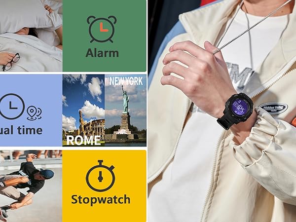 sport watches for men multifunction stopwatch alarm dual time led luminous countdown shockproof