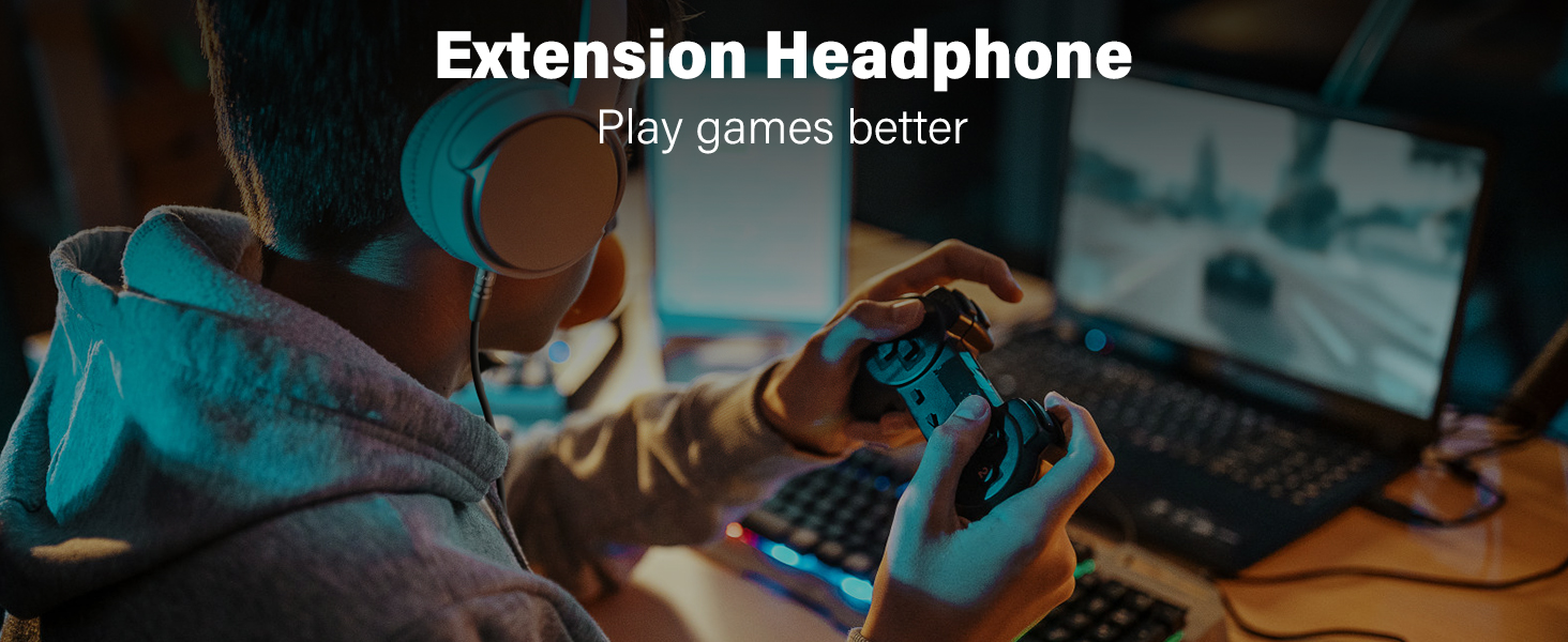 Computer, headphone, 3.5mm extension, game, audio extension