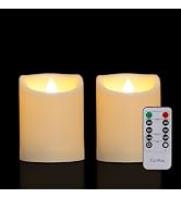 2 PCS 3" x 4" Outdoor Candles with Remote Timer Battery Operated Candles | Waterproof Flickering ...