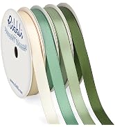 Ribbli Sage Green Satin Ribbon 3/8 Inch x 4 Rolls Total 40 Yards- Ivory/Sage/Dusty Sage/Moss Gree...