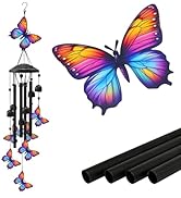 AVEKI Metal Butterfly Wind Chimes for Outside, Butterfly Gifts for Women Mother's Day Birthday Ch...