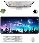 Large Gaming Mouse Pad, XXL Extended Mousepad with Stitched Edges, Non-Slip Base, Water Resist Ke...