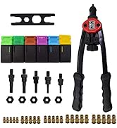 13" Hand Rivet Nut Tool Kit Hand Blind Riveter with 6 Pcs Mandrels M5 M6 M8 10-24 1/4-20 5/16-18 ...
