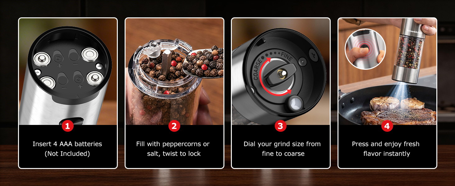 Electric Salt and Pepper Grinder Set