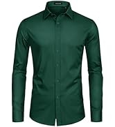 Lusead Mens Dress Shirts Long Sleeve Cotton Wrinkle Free Stretch Solid Casual Formal Wedding Busi...