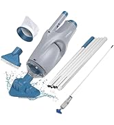 KOKIDO Rechargeable Handheld Pool Spa Hot Tub Vacuum Cordless, IPX8, Aluminum Pole and 2 Brush He...