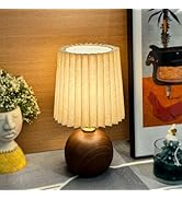 nomoluke Small Pleated Table Lamp for Bedroom, Bedside Lamps for Nightstand, Dimmable Desk Lamp C...