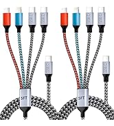 USB C 4 IN 1 Multi Charging Cable, Travel Essentials with Dual Type-C/Micro/IP Port, 2 Packs 5FT ...