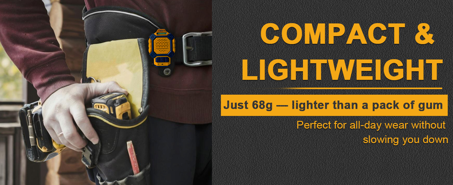 Wearable Bluetooth Speaker, IP56 Waterproof Clip On Wireless Portable Speaker