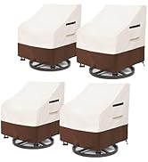 Aacabo Patio Chair Covers Waterproof Patio Furniture Covers,33W x 37D x 38.5H Inches Outdoor Swiv...