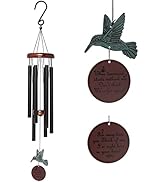Gardenvy Memorial Wind Chimes Outdoor with Hummingbird Wind Spinner, Sympathy Windchime Bells Lar...