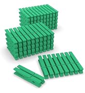 100 Pcs Green Clothes pins - 2.9 Inch Wooden Clothespins Cheer Clips | Vibrant for Crafts Classro...