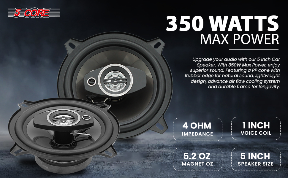 coaxial car speaker audio stereo 2 way full range door dash mount component system loud clear
