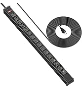 Metal 16 Outlet Power Strip, Extra Long Power Strip With10ft Cord, BTU Heavy Duty Power Strip Wal...