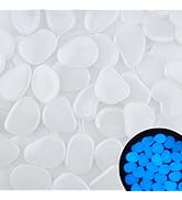 50PCS 1.2-1.6" Flake Shape Luminous Stone White Glow in The Dark Pebbles Glow Rocks for Outdoor G...