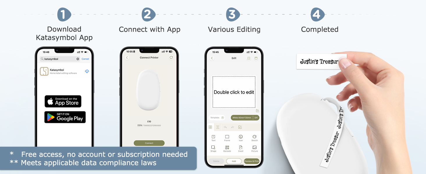 Easy label App: Print in 4 simple steps