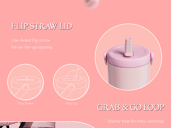 Stainless Steel Tumbler with Flip Straw and Carry Loop