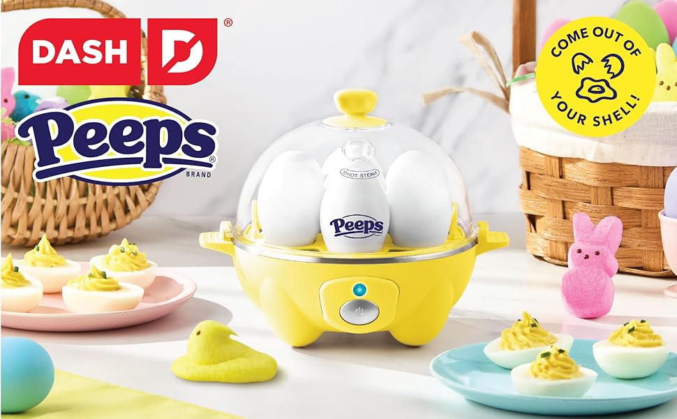 Dash Rapid Egg Coooker, 7 eggs, hard boiled, soft boiled, poached eggs, peeps, chick, easter