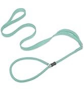Slip Lead Dog Leash, Dog Training Leash with Double Handle, Soft Leather Nylon Slip Leash and Col...