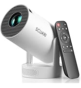 SCUARI Smart Mini Projector for Bedroom, 4K Supported Portable Projector with Android 13, Auto Ke...