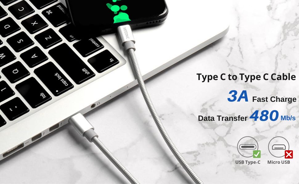 Type C to Type C Android fast charge Data Sync Transfer QC fast charge best charger gift for him