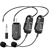 Depusheng 2.4G Wireless Microphone Headset,Lavalier and Handheld Mic 160ft Range,with 1/8''&amp;1/4''...