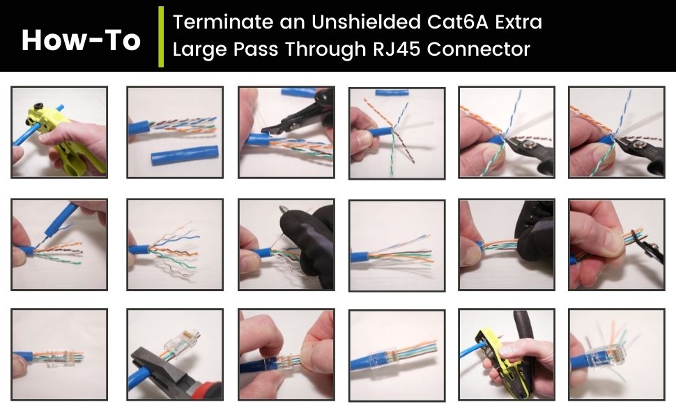 How to terminate an Extra Large Cat6A Pass through connector