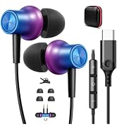 APETOO USB C Headphones Wired Earbuds with Mic for iPhone 17 16 15 Purple | Magnetic Type C Headp...