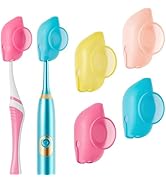 Muslish 4 Pack Silicone Toothbrush Covers with Suction Cup, Travel Tooth Brush Cover Cap Case, Fi...