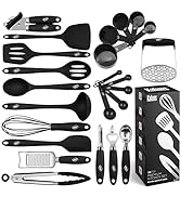 Kaluns Silicone Kitchen Utensils Set 24 Pcs Silicone Cooking Utensils Set - Can Opener, Masher, T...