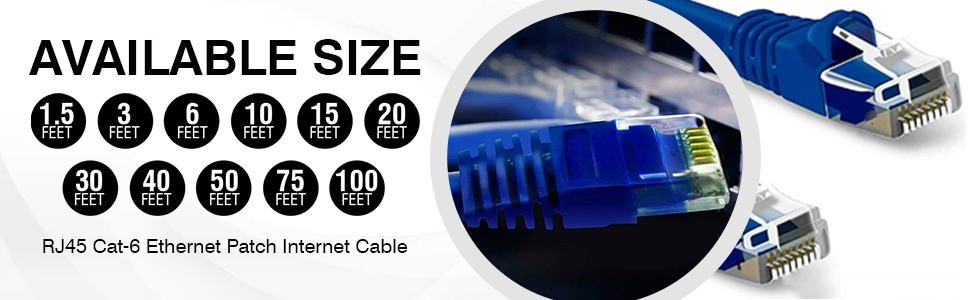 Cat6 Ethernet Cable, 6ft LAN, Network, Internet Cable, RJ45