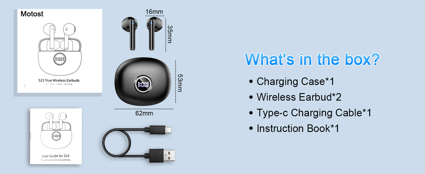 Wireless Earbuds Bluetooth Ear Buds Bluetooth Headphones Running in Ear Wireless Earphones Headset