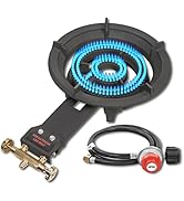 CONCORD Roadster Burner. 13" Cast Iron Single Propane Wok Burner. Dual Controlled Burner Rings, 9...
